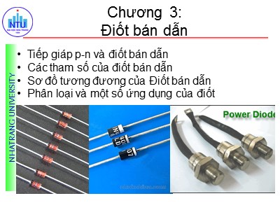 Bài giảng Linh kiện điện tử - Chương 3: Điốt bán dẫn