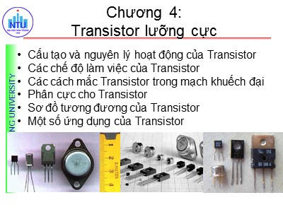 Bài giảng Linh kiện điện tử - Chương 4: Transistor lưỡng cực