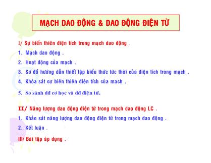 Bài giảng Mạch dao động và Dao động điện từ