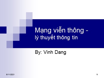 Bài giảng Mạng viễn thông-Lý thuyết thông tin