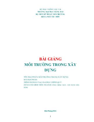 Bài giảng Môi trường trong xây dựng