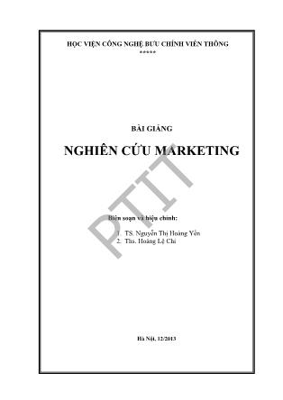 Bài giảng Nghiên cứu Marketing - Nguyễn Thị Hoàng Yến