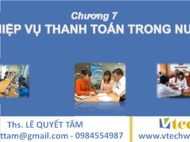 Bài giảng Nghiệp vụ thanh toán trong nước - Lê Quyết Tâm