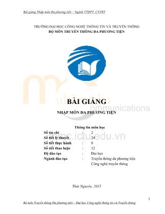 Bài giảng Nhập môn Đa phương tiện