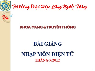 Bài giảng Nhập môn điện tử - Chương 2: Mạch chức năng trong kĩ thuật viễn thông