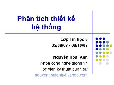 Bài giảng Phân tích thiết kế hệ thống - Bài 2: Thiết kế giao diện người máy - Nguyễn Hoài Anh