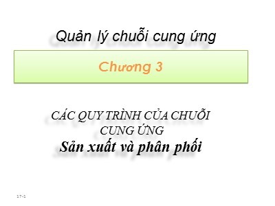 Bài giảng Quản lí chuỗi cung ứng - Chương 3: Các quy trình của chuỗi cung ứng