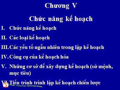 Bài giảng Quản trị học đại cương - Chương 5: Chức năng kế hoạch