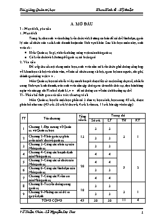 Bài giảng Quản trị học - Lê Nguyễn Dự Thư