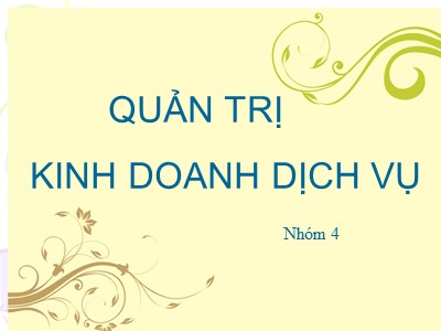 Bài giảng Quản trị kinh doanh dịch vụ