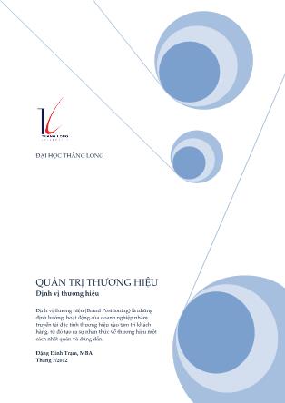 Bài giảng Quản trị thương hiệu - Chương 4: Định vị thương hiệu