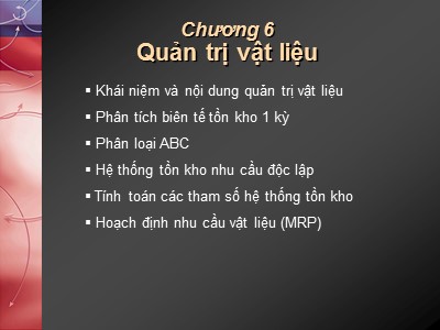 Bài giảng Quản trị vật liệu