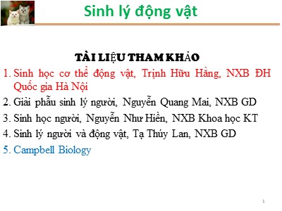 Bài giảng Sinh lý động vật