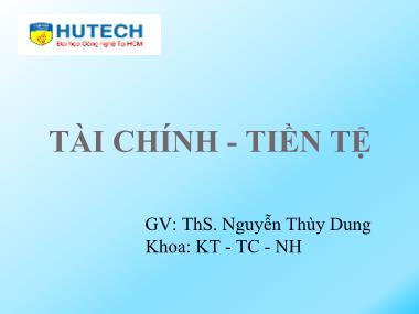 Bài giảng Tài chính-Tiền tệ