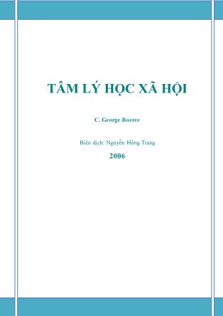 Bài giảng Tâm lý học xã hội - Nguyễn Hồng Trang