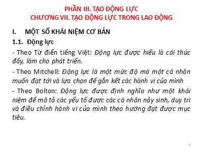 Bài giảng Tạo động lực trong lao động