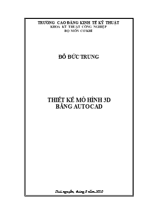 Bài giảng Thiết kế mô hình 3D bằng Autocad