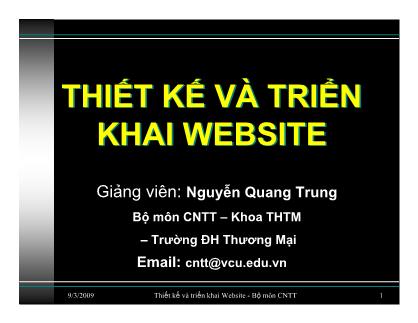 Bài giảng Thiết kế và triển khai Website - Nguyễn Quang Trung