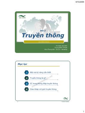 Bài giảng Thương Mại-Du lịch-Marketing - Bài 2: Truyền thông - Đinh Tiên Minh