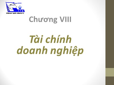 Bài giảng Tín dụng ngân hàng - Chương 8: Tài chính doanh nghiệp