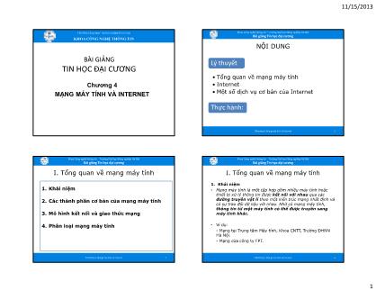 Bài giảng Tin học Đại cương - Chương 4: Mạng máy tính và Internet