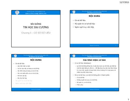 Bài giảng Tin học Đại cương - Chương 5: Cơ sở dữ liệu