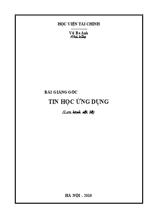 Bài giảng Tin học ứng dụng - Vũ Bá Anh