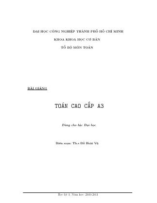 Bài giảng Toán cao cấp A3 - Đỗ Hoài Vũ