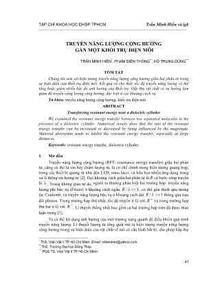 Bài giảng Truyền năng lượng cộng hưởng gần một khối trụ điện môi