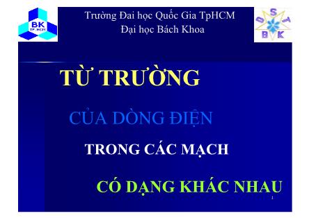 Bài giảng Từ trường của dòng điện trong các mạch có dạng khác nhau