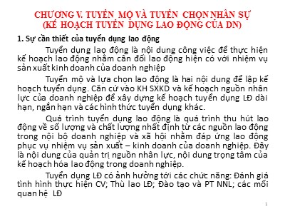 Bài giảng Tuyển mộ và tuyển chọn nhân sự (Kế hoạch tuyển dụng lao động của doanh nghiệp)