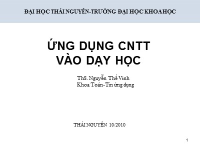 Bài giảng Ứng dụng Công nghệ thông tin vào dạy học