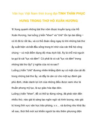 Bài giảng Văn học Việt Nam thời trung đại-Tinh thần phục hưng trong thơ Hồ Xuân Hương