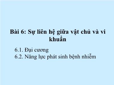 Bài giảng Vi sinh - Bài 6: Sự liên hệ giữa vật chủ và vi khuẩn - Bùi Hồng Quân