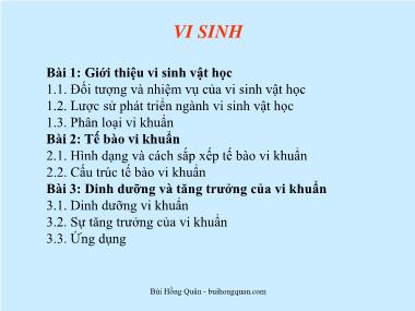 Bài giảng Vi sinh - Bùi Hồng Quân