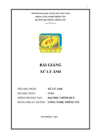 Bài giảng Xử Lý ảnh - Chương 1 đến Chương 7