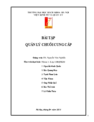 Bài tập quản lý chuỗi cung cấp - Nguyễn Minh Quốc