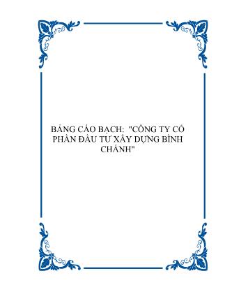 Bảng cáo bạch: Công ty cổ phần đầu tư xây dựng Bình Chánh