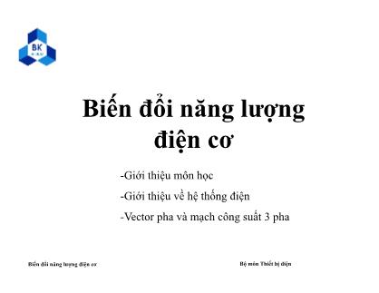 Biến đổi năng lượng điện cơ