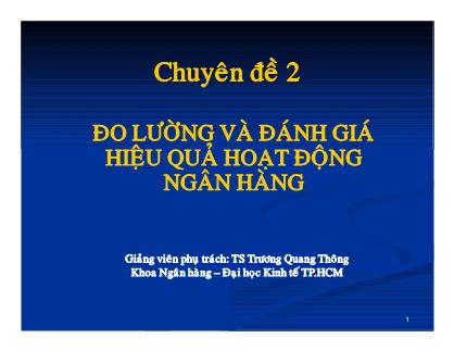 Chuyên đề Đo lường và đánh giá hiệu quả hoạt động ngân hàng - Trương Quang Thông