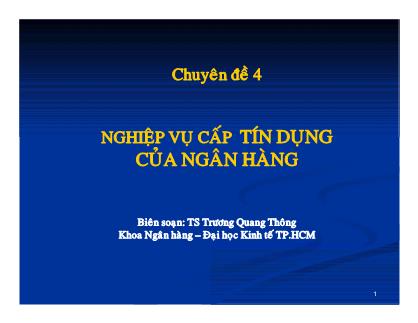 Chuyên đề Nghiệp vụ cấp tín dụng của ngân hàng - Trương Quang Thông