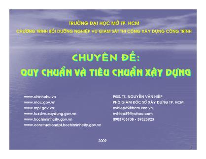 Chuyên đề Quy chuẩn và tiêu chuẩn xây dựng - Nguyễn Văn Hiệp