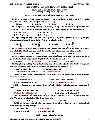 Đề cương ôn thi học kỳ theo bài Học kì I - Chương 1: Động lực học vật rắn - Vũ Văn Hào