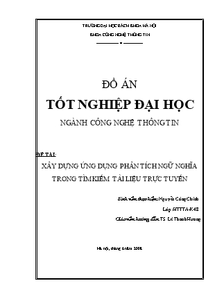 Đồ án Xây dựng ứng dụng phân tích ngữ nghĩa trong tìm kiếm tài liệu trực tuyến - Nguyễn Công Chính