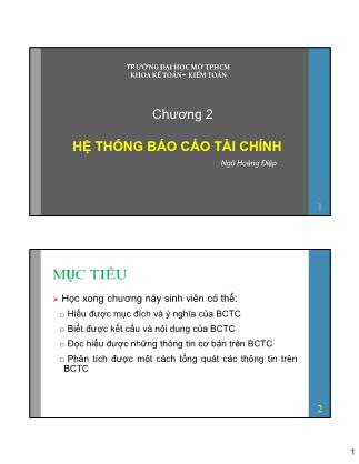 Giáo án Kế toán-Kiểm toán - Chương 2: Hệ thống Báo cáo tài chính - Ngô Hoàng Điệp