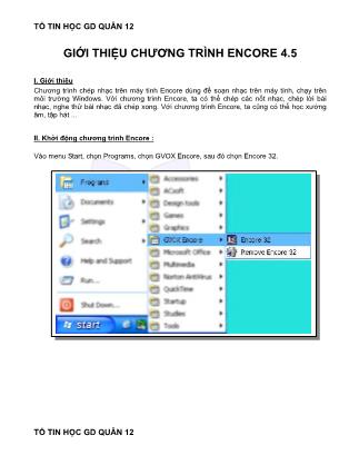 Giáo án Tin học - Bài 4: Giới thiệu chương trình Encore 4.5