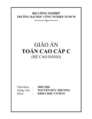 Giáo án Toán cao cấp C - Nguyễn Đức Phương