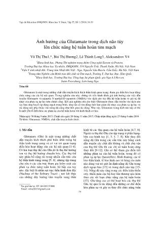 Giáo trình Ảnh hưởng của Glutamate trong dịch não tủy lên chức năng hệ tuần hoàn tim mạch - Vũ Thị Thu