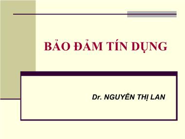 Giáo trình Bảo đảm tín dụng - Nguyễn Thị Lan