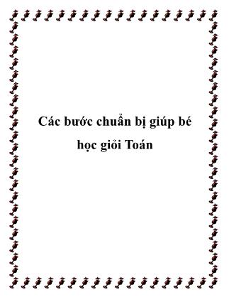 Giáo trình Các bước chuẩn bị giúp bé học giỏi Toán